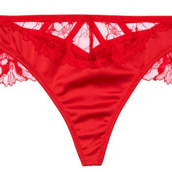 VS Thong LUXE LINGERIE Embroidered Red XL NWT - Picture 10 of 15